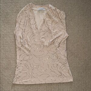 Jessica’s Tan and Cream glitter Fitted Blouse